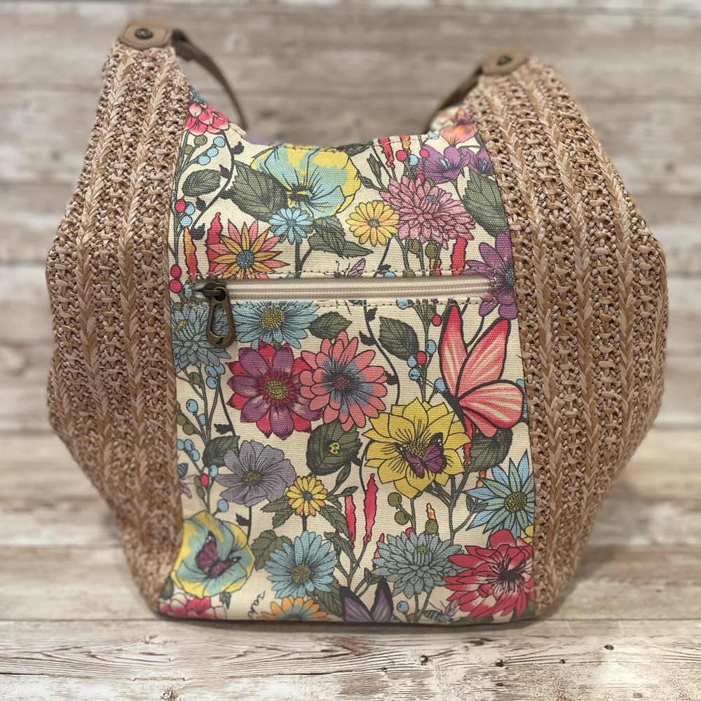 Sakroots Women’s Roma Straw Small Multicolor Floral‎ Hobo Bag - Picture 8 of 10